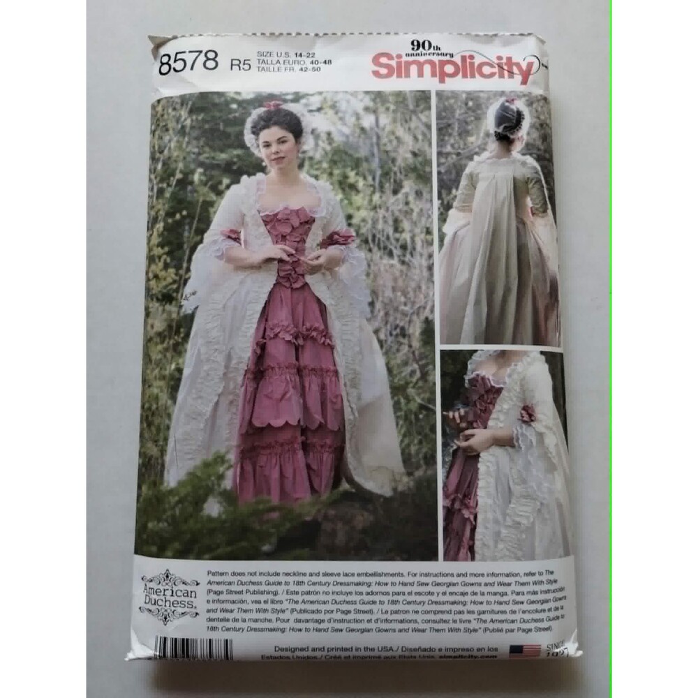 8578 Simplicity Sewing Pattern Misses 18th Century Costume Gown American Duchess